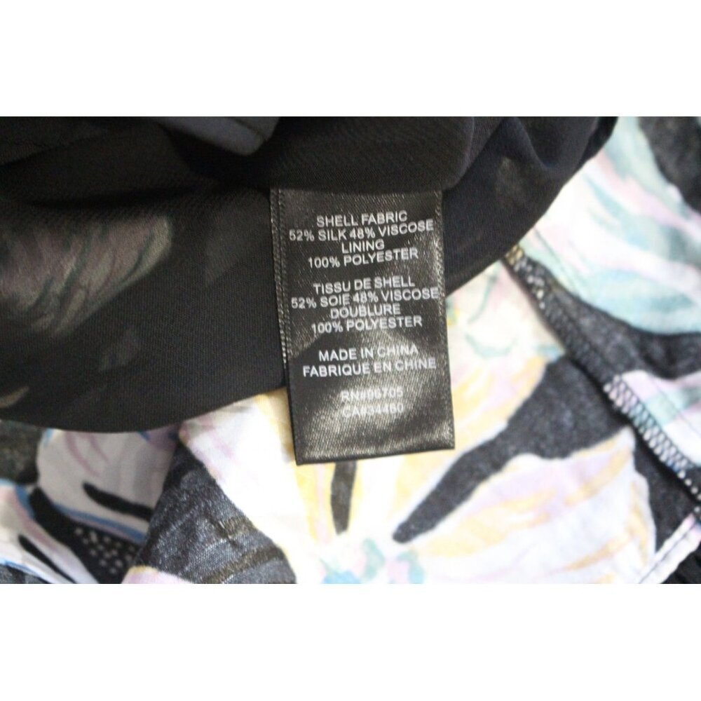Rebecca Taylor Black Bow Fleur Mixed Print Silk Ruffle Sleeve Dress Size 8 - Picture 6 of 8